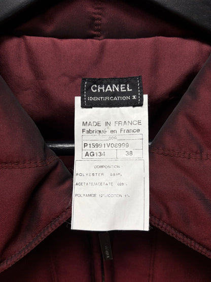 Chanel Identification Quilted Red Collared Jacket