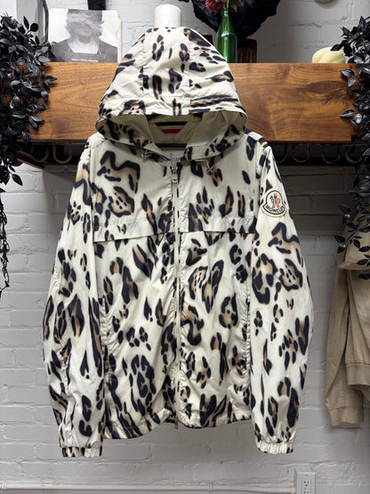 Moncler 1952 ‘Jau’ Leopard Print Zip-Up Hooded Windbreaker Jacket