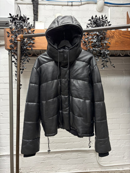 Alexander McQueen Lambskin Leather Black Puffer Jacket