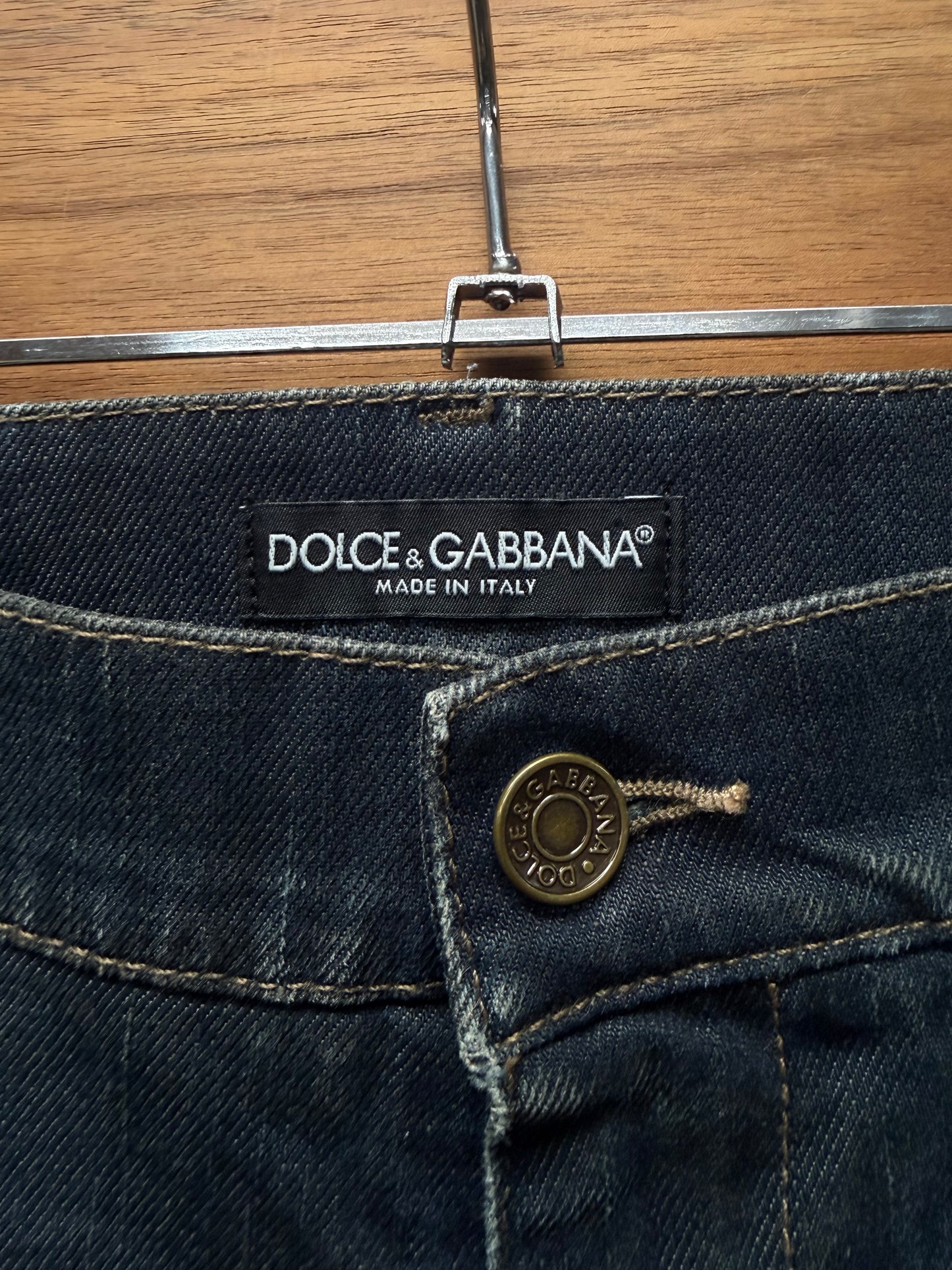 2000s Dolce & Gabbana ‘Dirt Washed’ Dark Blue Bootcut Denim
