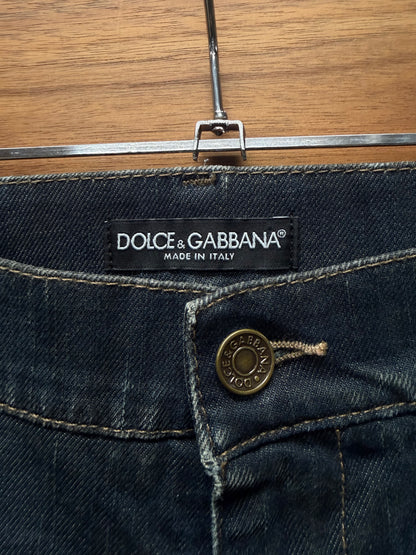 2000s Dolce & Gabbana ‘Dirt Washed’ Dark Blue Bootcut Denim