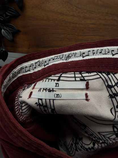 Number (N)ine ‘Wine Red’ Corduroy ‘Crying Heart’ Patch Denim