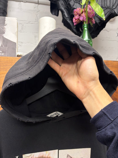 2020 Balenciaga ‘I Love Cats’ Distressed Black Pullover Hoodie