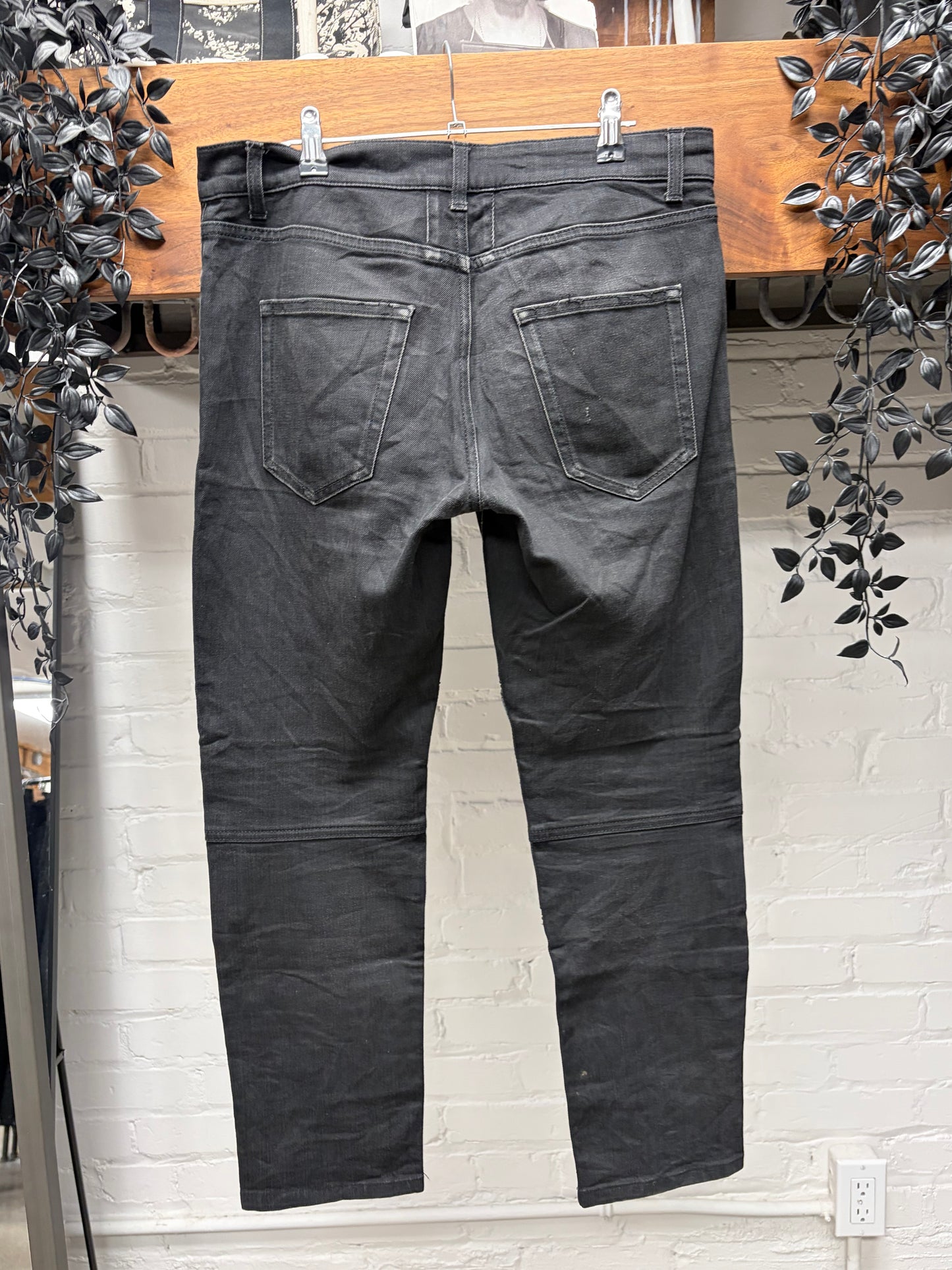 Saint Laurent by Hedi Slimane ‘D02’ Leather Biker Knee Zip Skinny Jeans