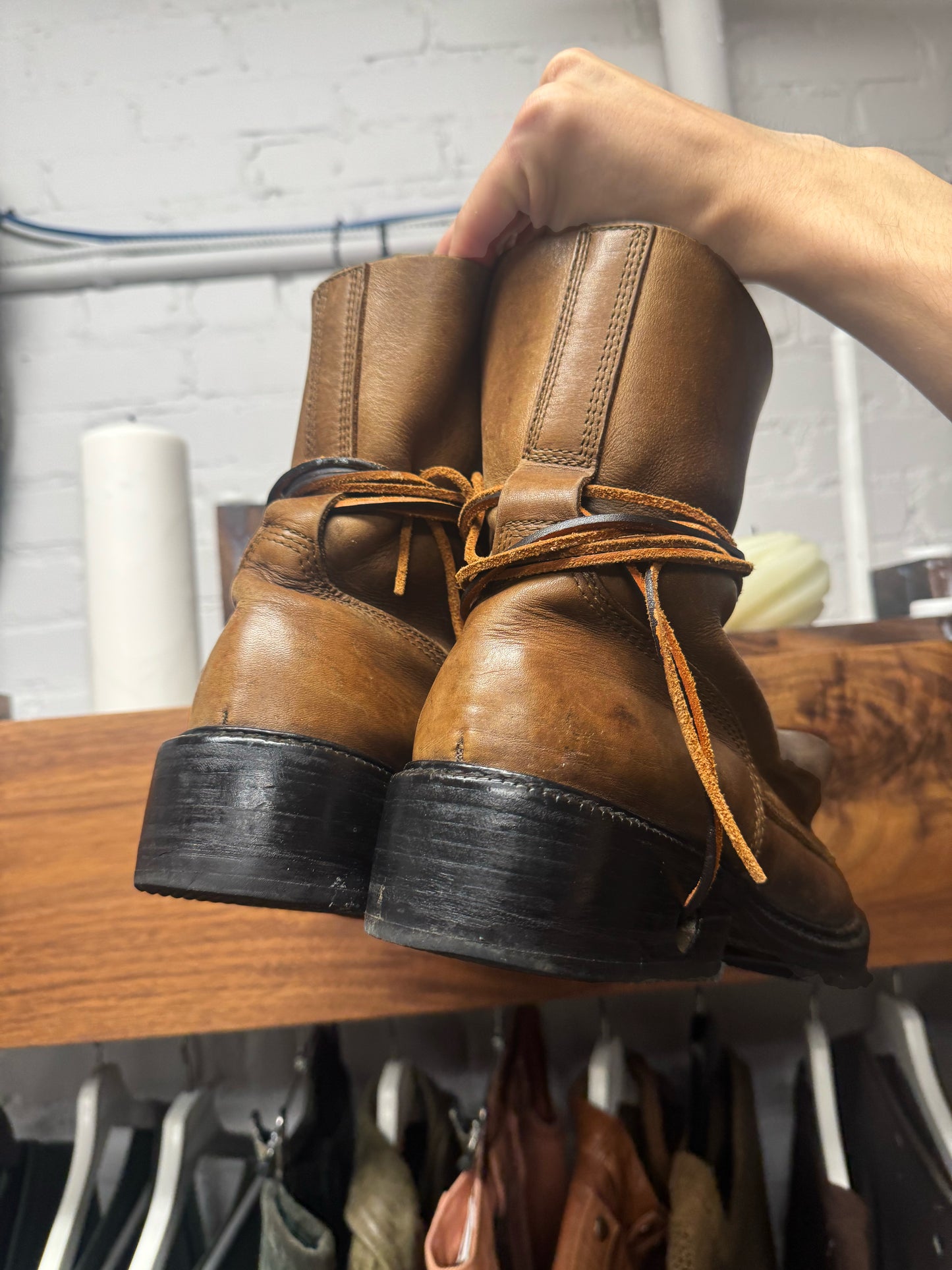 Dirk Bikkembergs ‘Wraparound’ Leather Lace Up Vibram Sole Boots