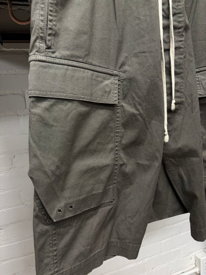 SS2017 Rick Owens ‘Walrus’ Grey Cargo ‘Pod’ Drop Crotch Shorts