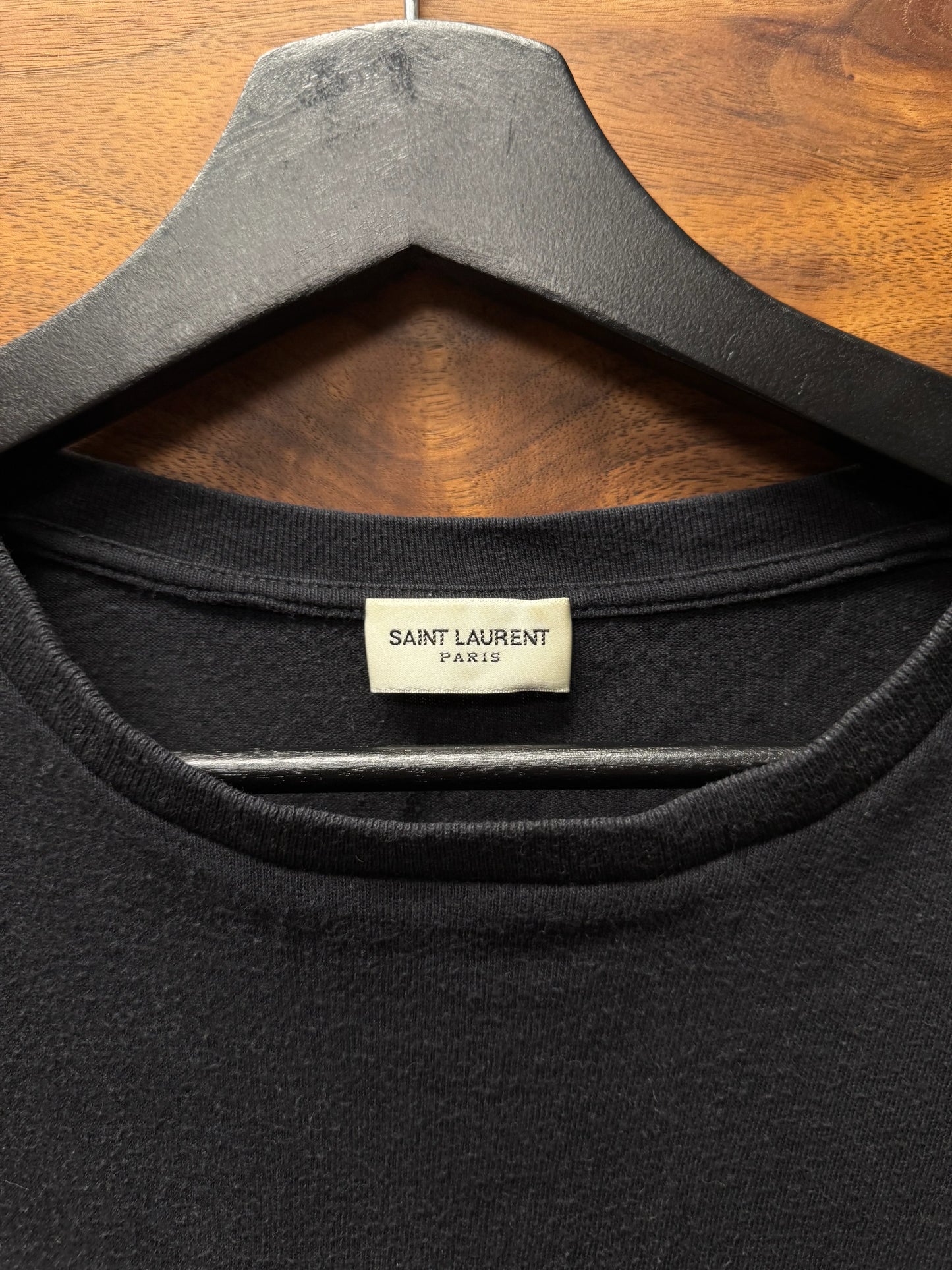 2021 Saint Laurent ‘Blurred Logo’ Black Graphic T-Shirt