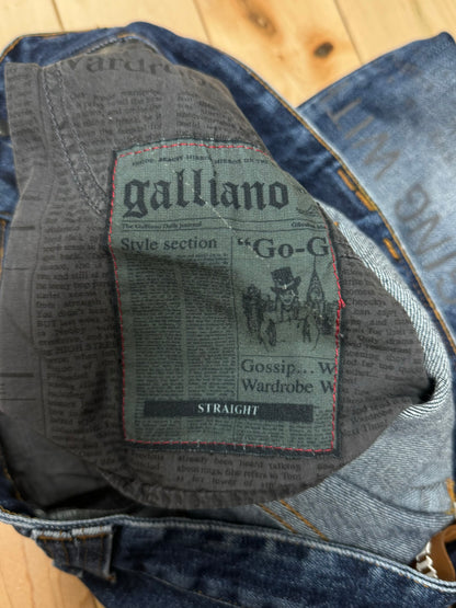 Galliano ‘Gazette’ Newspaper Print Denim