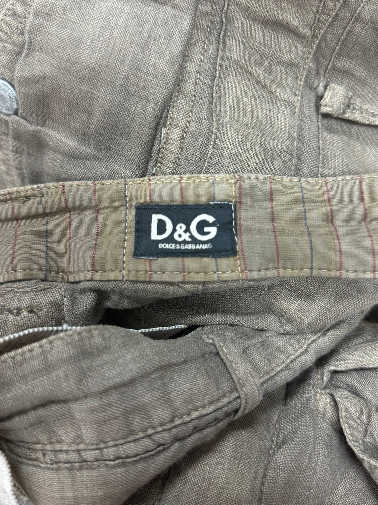 2000s Dolce & Gabbana Brown Linen Cargo Pants