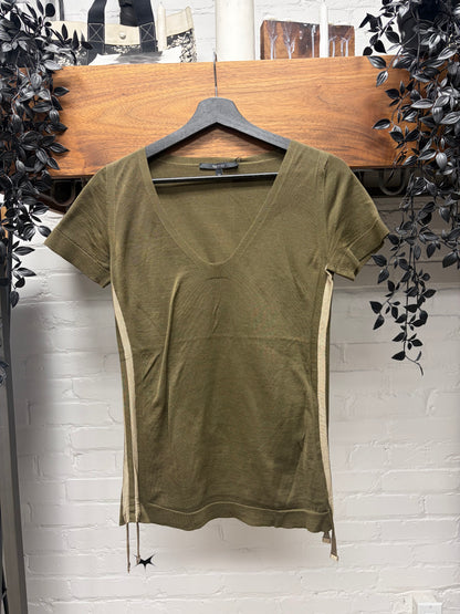 Gucci Olive Green Ruched Side Sean Short Sleeve Shirt