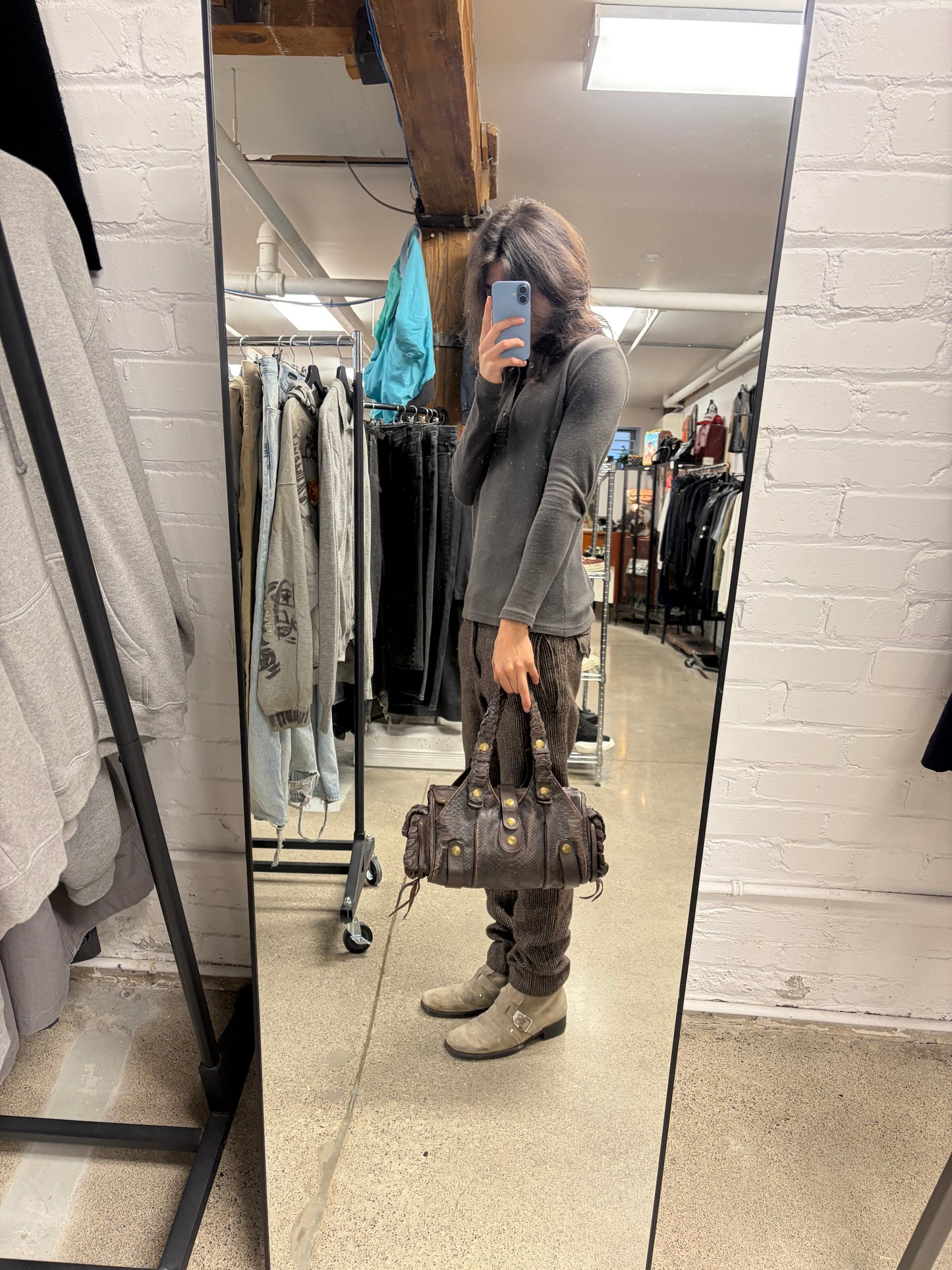 2000s Chloe ‘Silverado’ Brown Genuine Python Leather Shoulder Bag