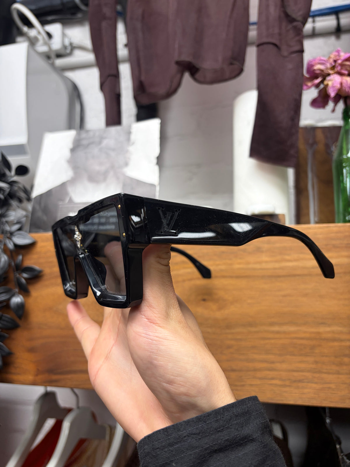 AW2021 Louis Vuitton by Virgil Abloh  Black/Gold ‘Cyclone’ Crystal Embellished Sunglasses