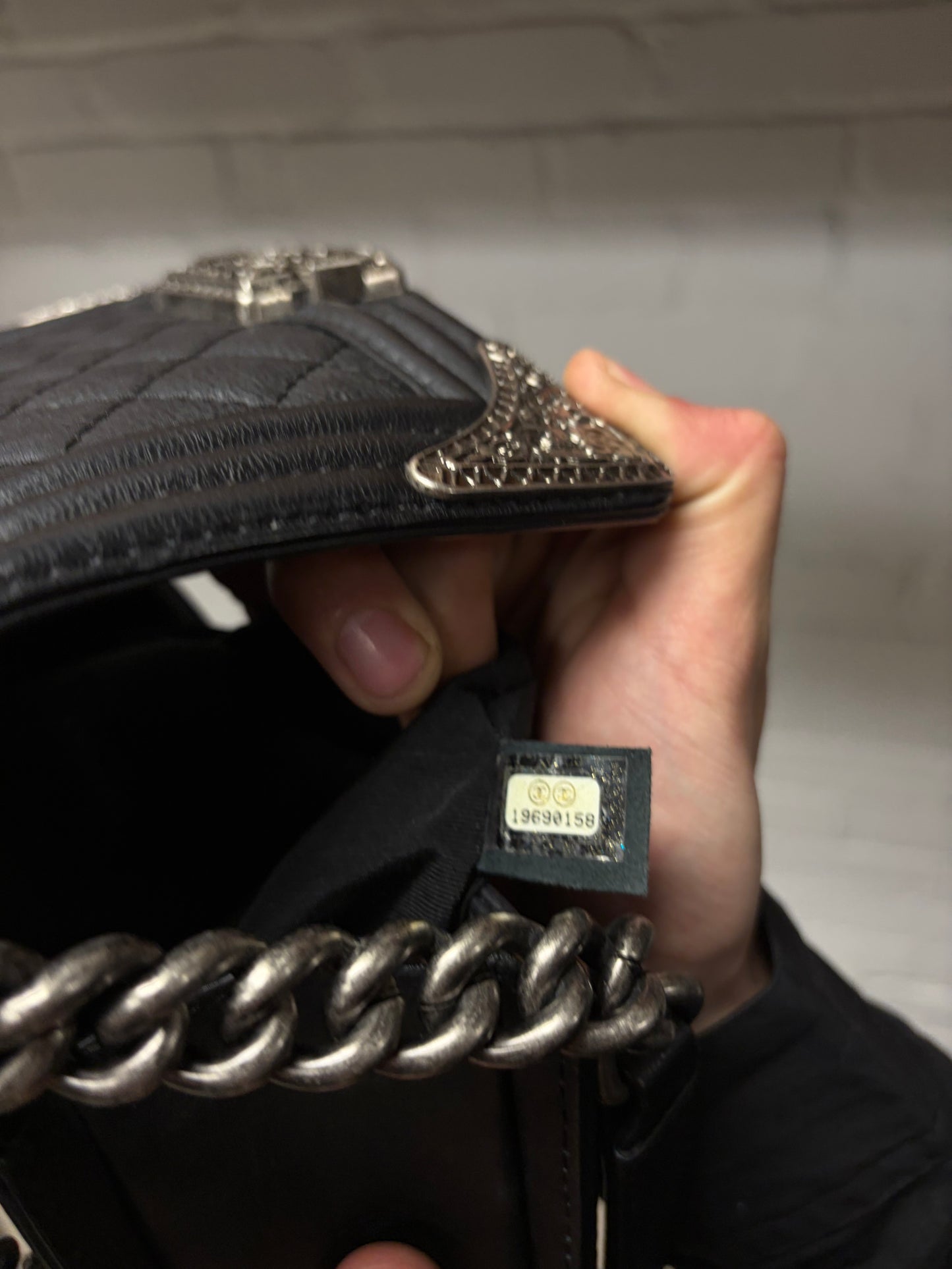 2013 Chanel ‘Paris Dallas’ Black Quilted Leather ‘Boy Bag’ Purse