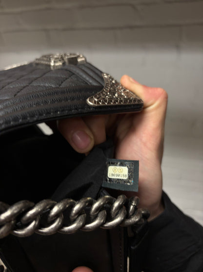 2013 Chanel ‘Paris Dallas’ Black Quilted Leather ‘Boy Bag’ Purse