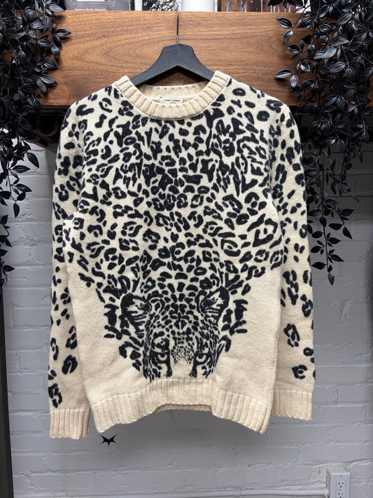 AW2016 Saint Laurent by Hedi Slimane ‘Final Collection’ Leopard Hide Wool Knit Sweater