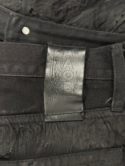 Paradoxe Paris ‘Dead Leaves’ Layered Black Crinkle Denim