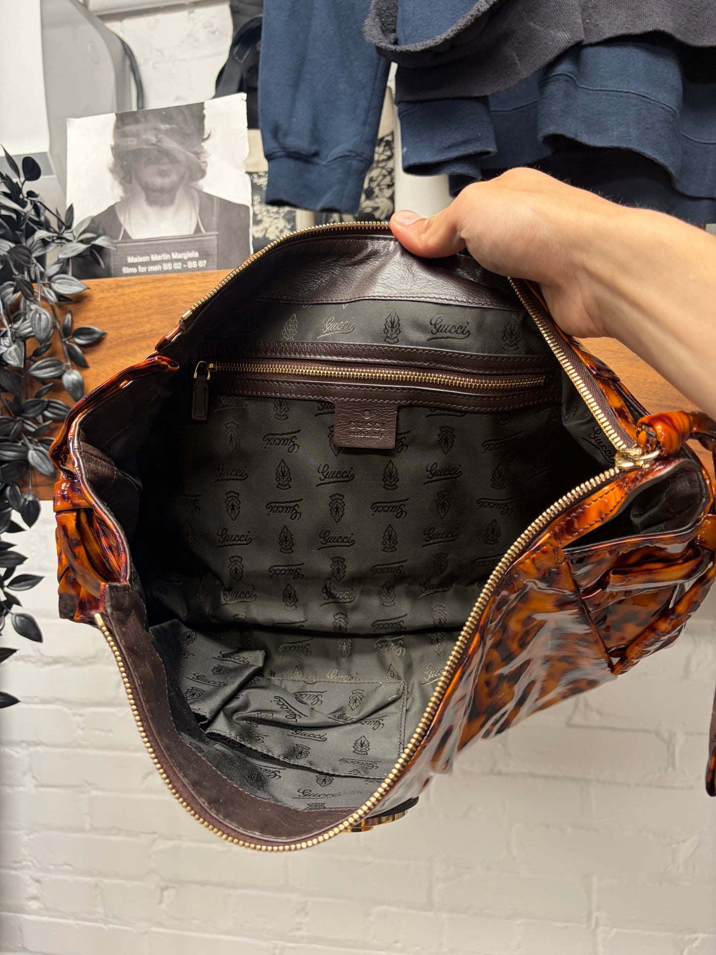 Gucci ‘Hysteria’ Leopard Print Enamel Clutch Bag