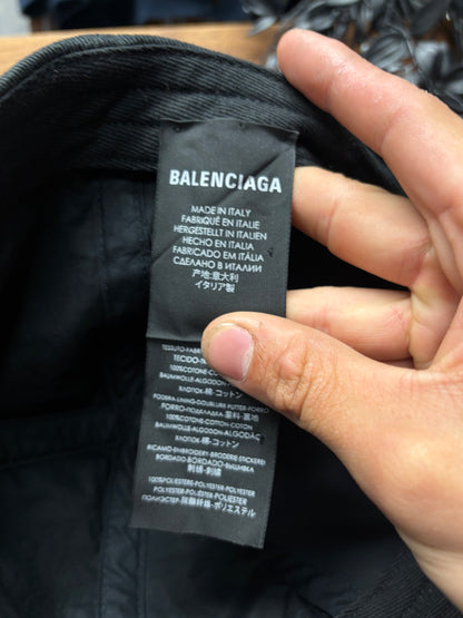 SS2020 Balenciaga ‘Mastercard’ Embroidered Logo Black Strap Back Hat