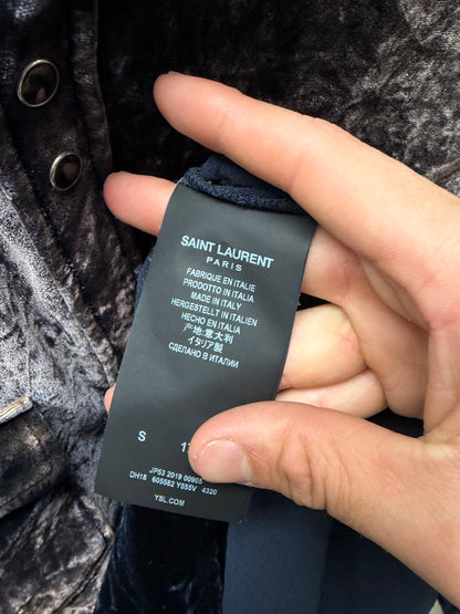 SS2019 Saint Laurent Silk/Crushed 'Velvet Gradient' Purple Button Snap Shirt