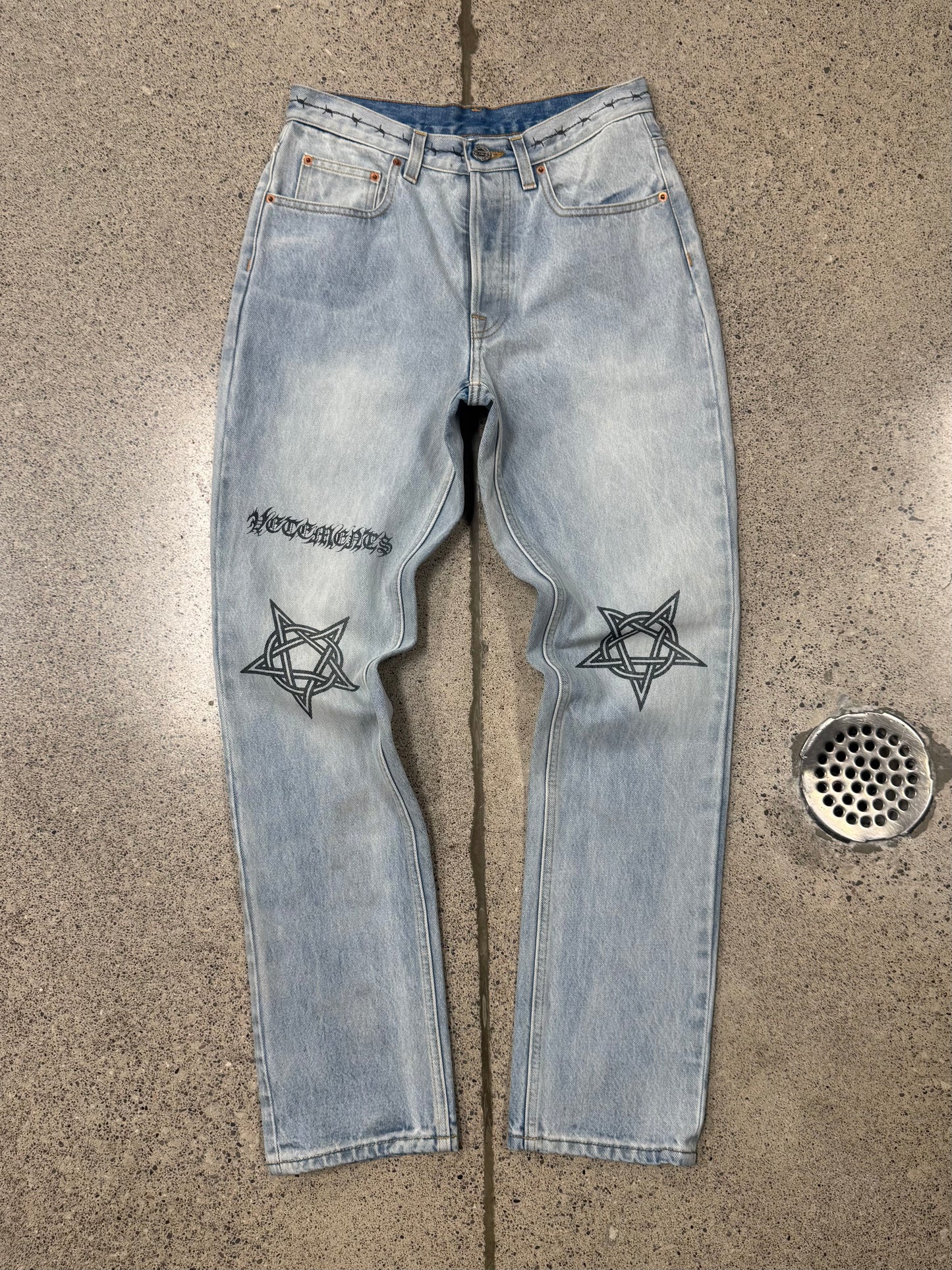 Vetements ‘Tattoo’ Light Wash Blue Denim