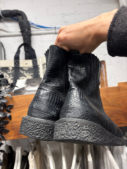 SS2009 Rick Owens ‘Strutter’ Black Python Hide Engineer Boots