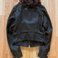 LGB Pebbled Lambskin Leather Fur Trim ‘Flight’ Jacket