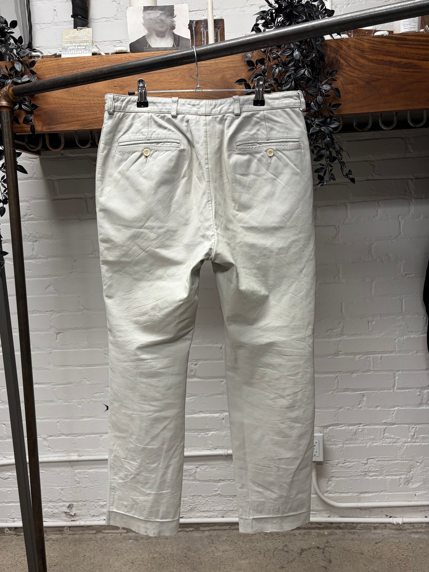 Vintage Yves Saint Laurent ‘Rive Gauche’ White Leather Pants