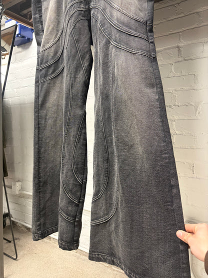 No Faith Studios ‘Wave’ Washed Black Wide Leg Denim