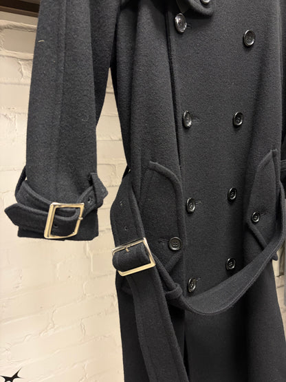 Comme Des Garçons Homme Belted Wool Double Breasted Trench Coat
