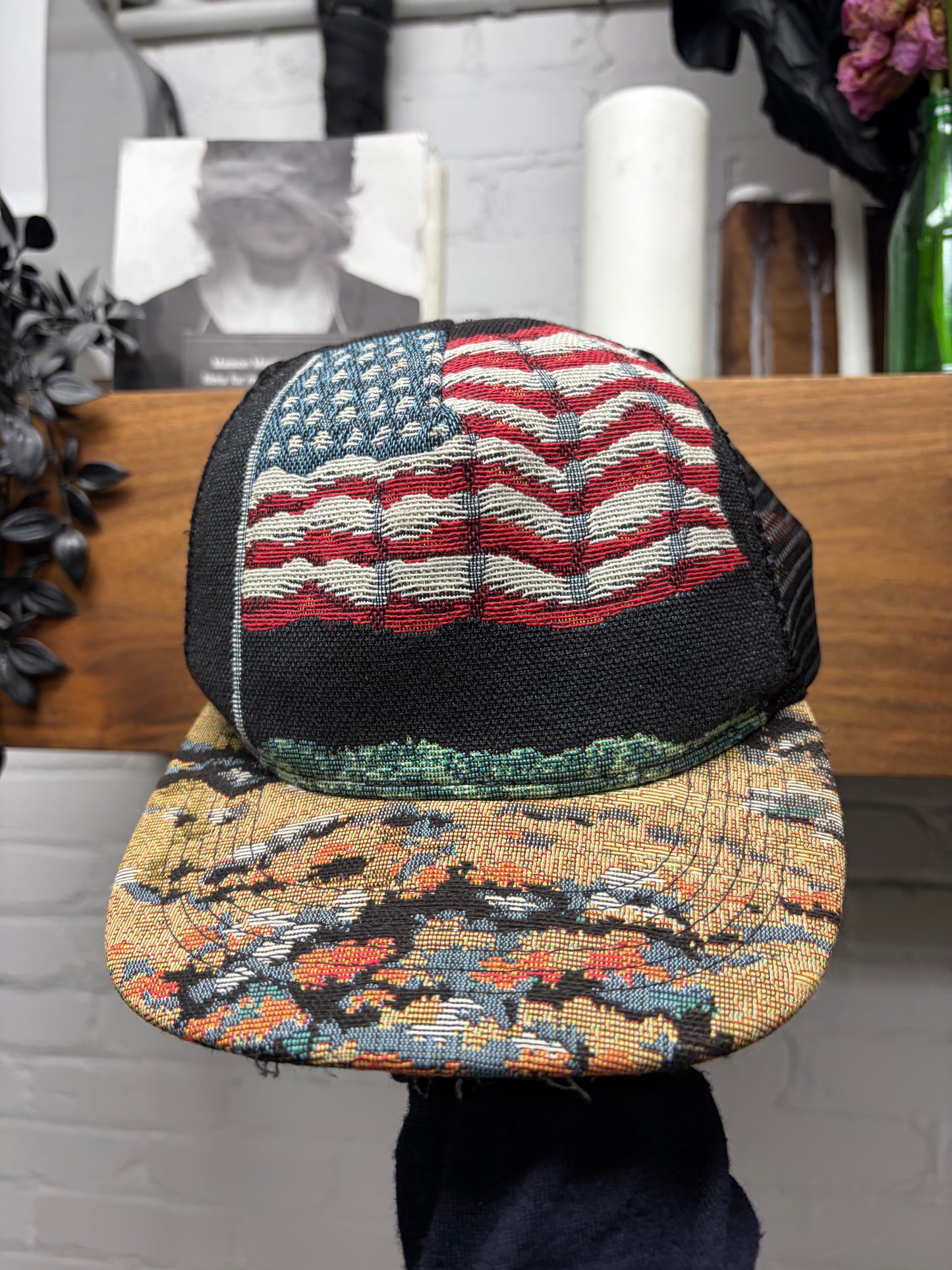 SS2016 Saint Laurent by Hedi Slimane ‘Moon Landing’ American Flag Trucker Hat