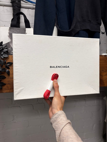Balenciaga Red ‘Arena’ Calfskin Leather High Top Sneakers