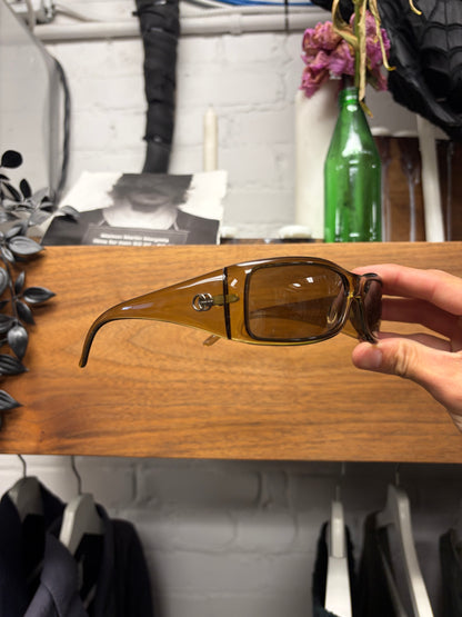 Vintage Gucci Brown ‘GG Logo’ Tinted Semi Translucent Sunglasses