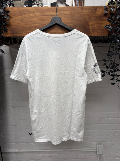 Chrome Hearts ‘Fleur de Lis’ V-Neck White Graphic T-Shirt