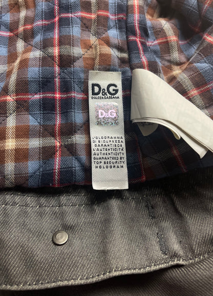 Dolce & Gabbana ‘Washed Grey’ Fur Trim Denim Jacket