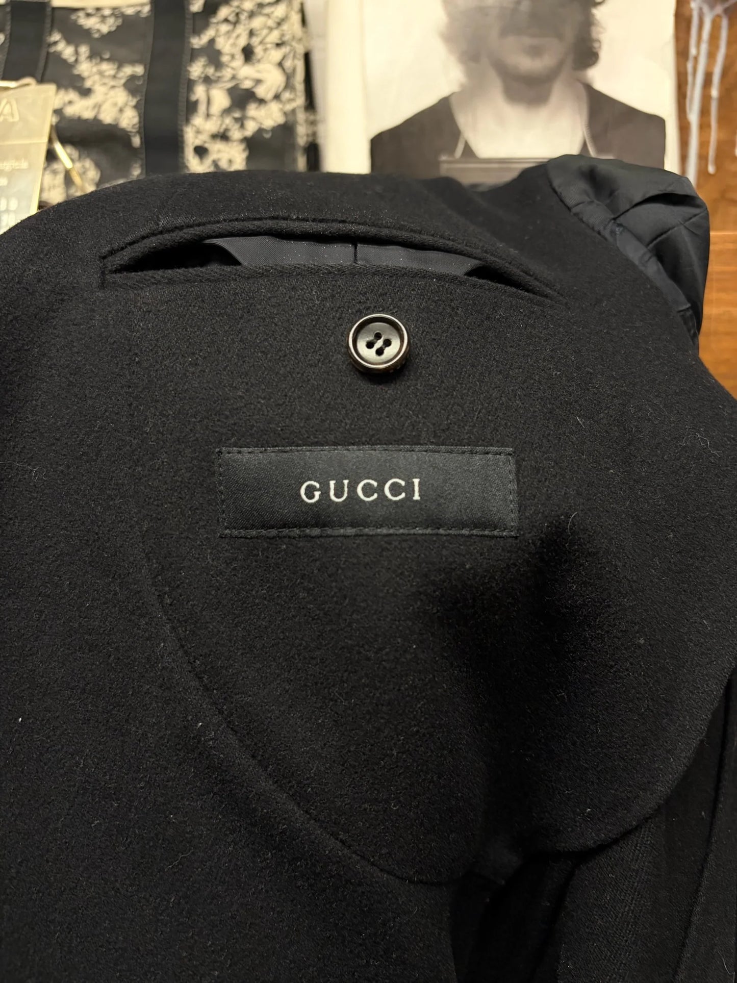 Vintage Gucci ‘Sharp Lapel’ Black Cotton Tailored Blazer