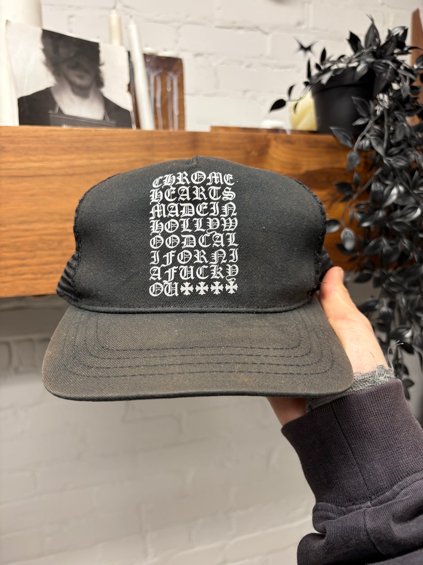 Chrome Hearts ‘Eye Chart’ Faded Black Mesh Trucker Hat