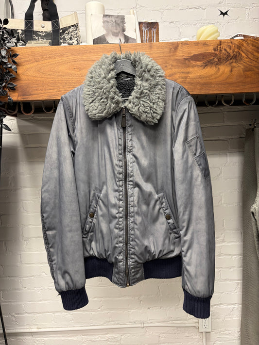 2000s Dolce & Gabbana Nylon ‘MA-1’ Mainline Bomber Jacket with Shearling Liner