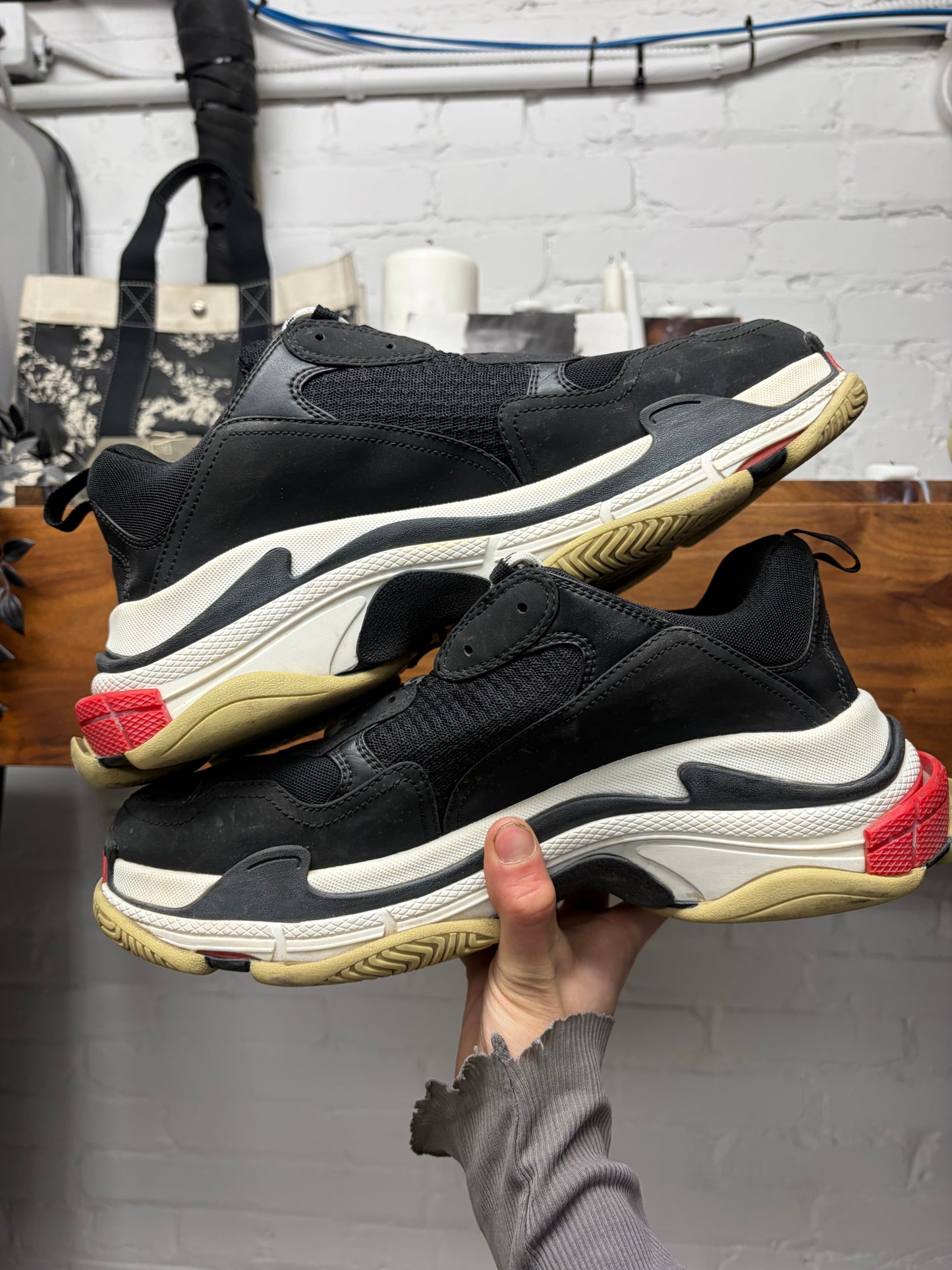 Balenciaga OG Black/Red ‘Triple S’ Oversized Low Top Sneakers