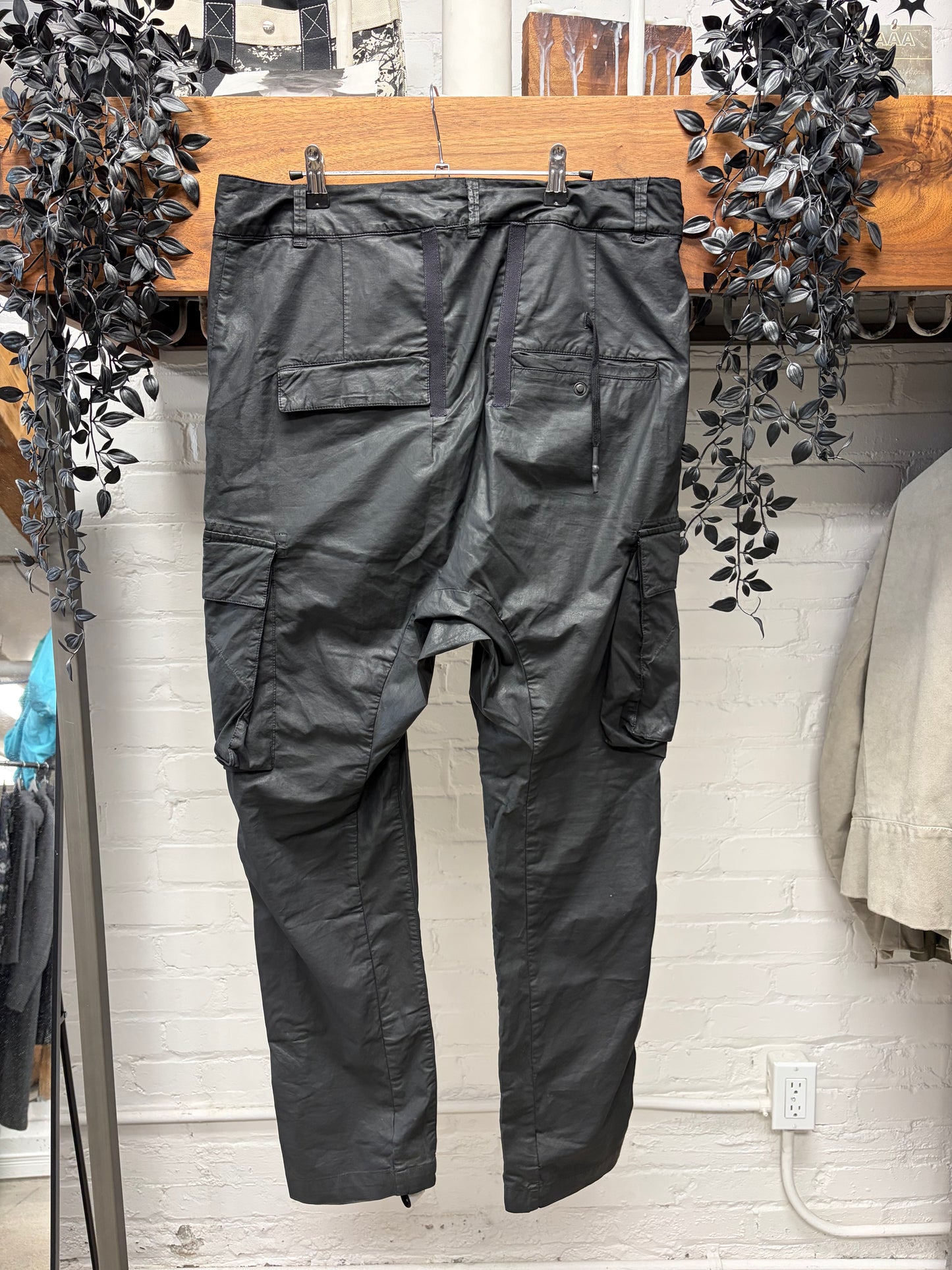 11 by Boris Bidjan Saberi Waxed Black Skinny Cut Cargo Pants