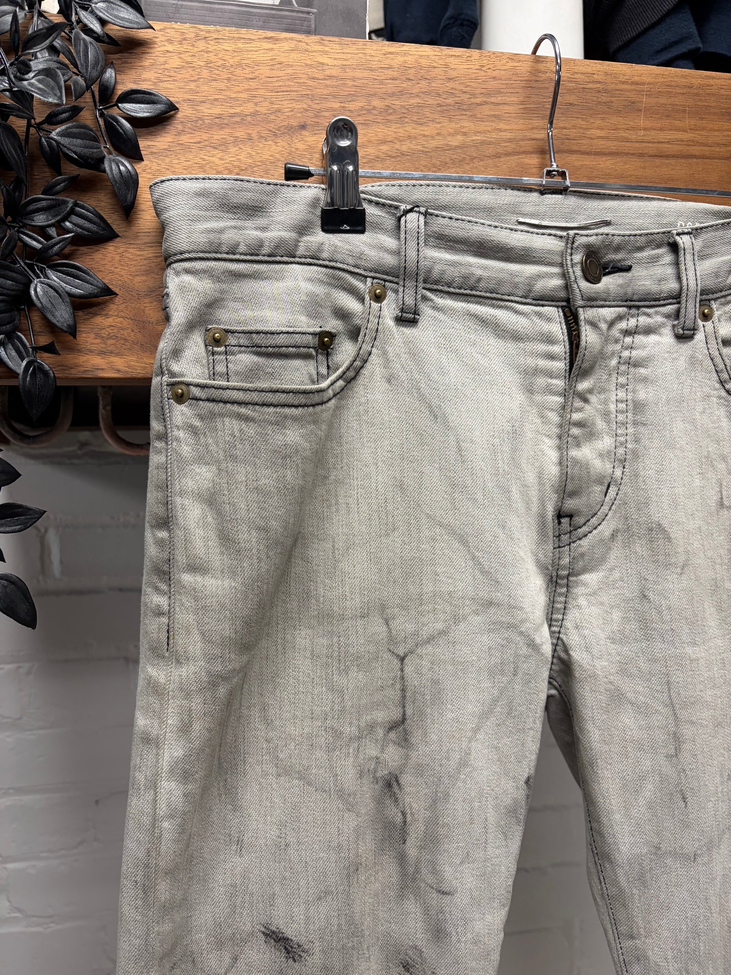2015 Saint Laurent by Hedi Slimane Unaltered ‘D02’ Acid Wash Grey Skinny Jeans