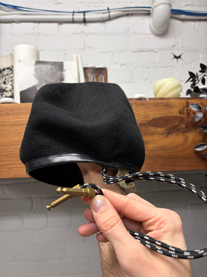 2000s Mihara Yasuhiro ‘Headphone Jack’ Black Slouched Beret