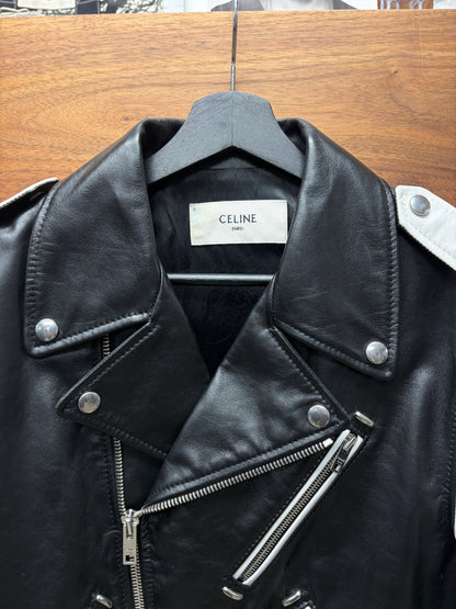 SS2019 Celine by Hedi Slimane Runway Look 13 Padded Calfskin Leather Biker Jacket