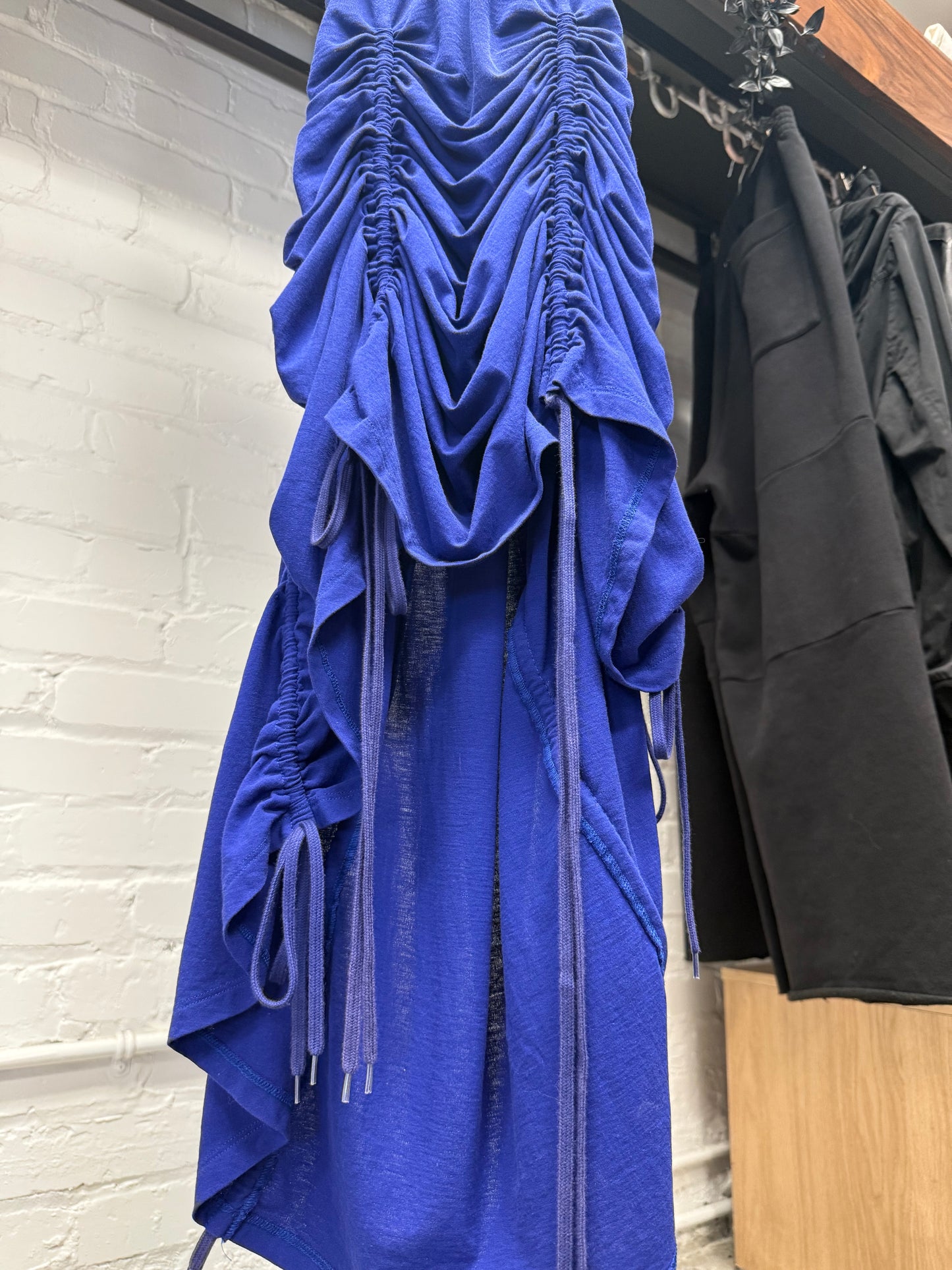 Vintage Jean Paul Gaultier ‘Soleil’ Ruched Blue Drawstring Dress