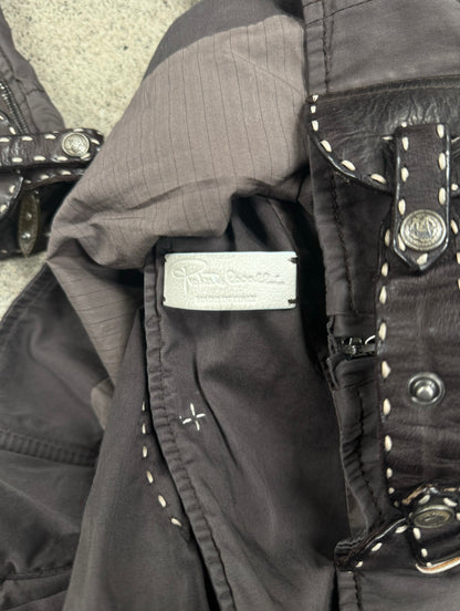 Roberto Cavalli Contrast Stitch Brown Leather Western Jacket