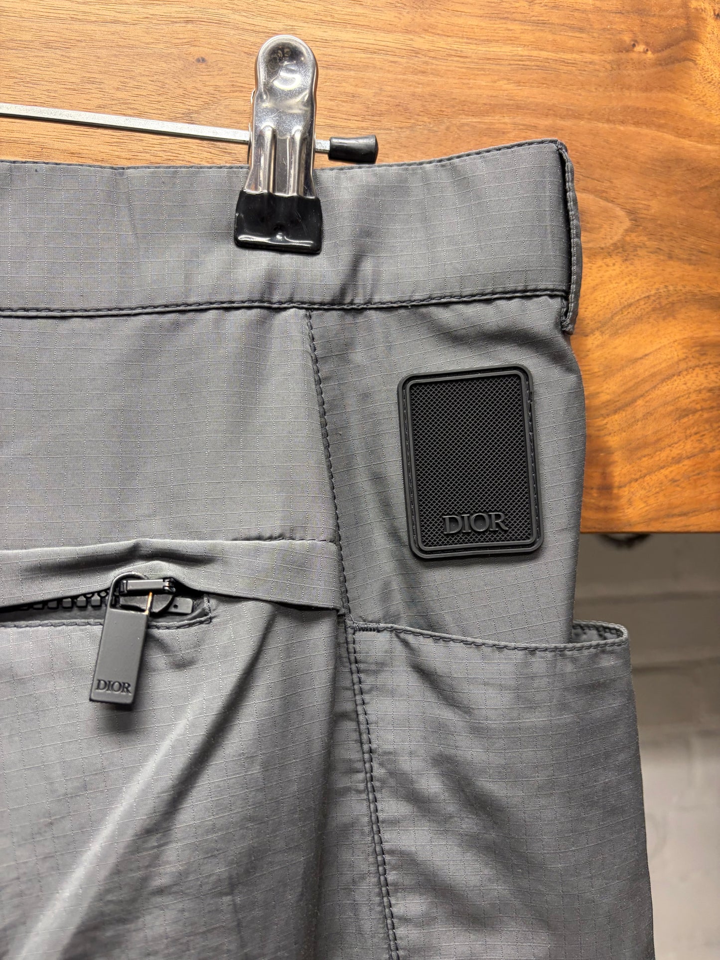 Dior Grey Nylon Slim Cut Cargo Pants