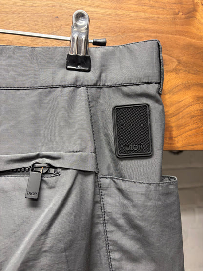 Dior Grey Nylon Slim Cut Cargo Pants