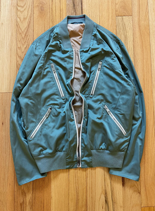 2000’s Gucci by Tom Ford Five Zip ‘Beach Blue’ Silk Bomber Jacket