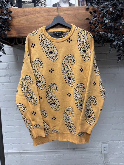 AW2004 Raf Simons ‘Waves’ Yellow Paisley Knit Sweater