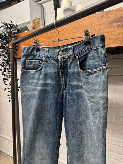 2000s Gucci Washed Blue Flared Leg Denim
