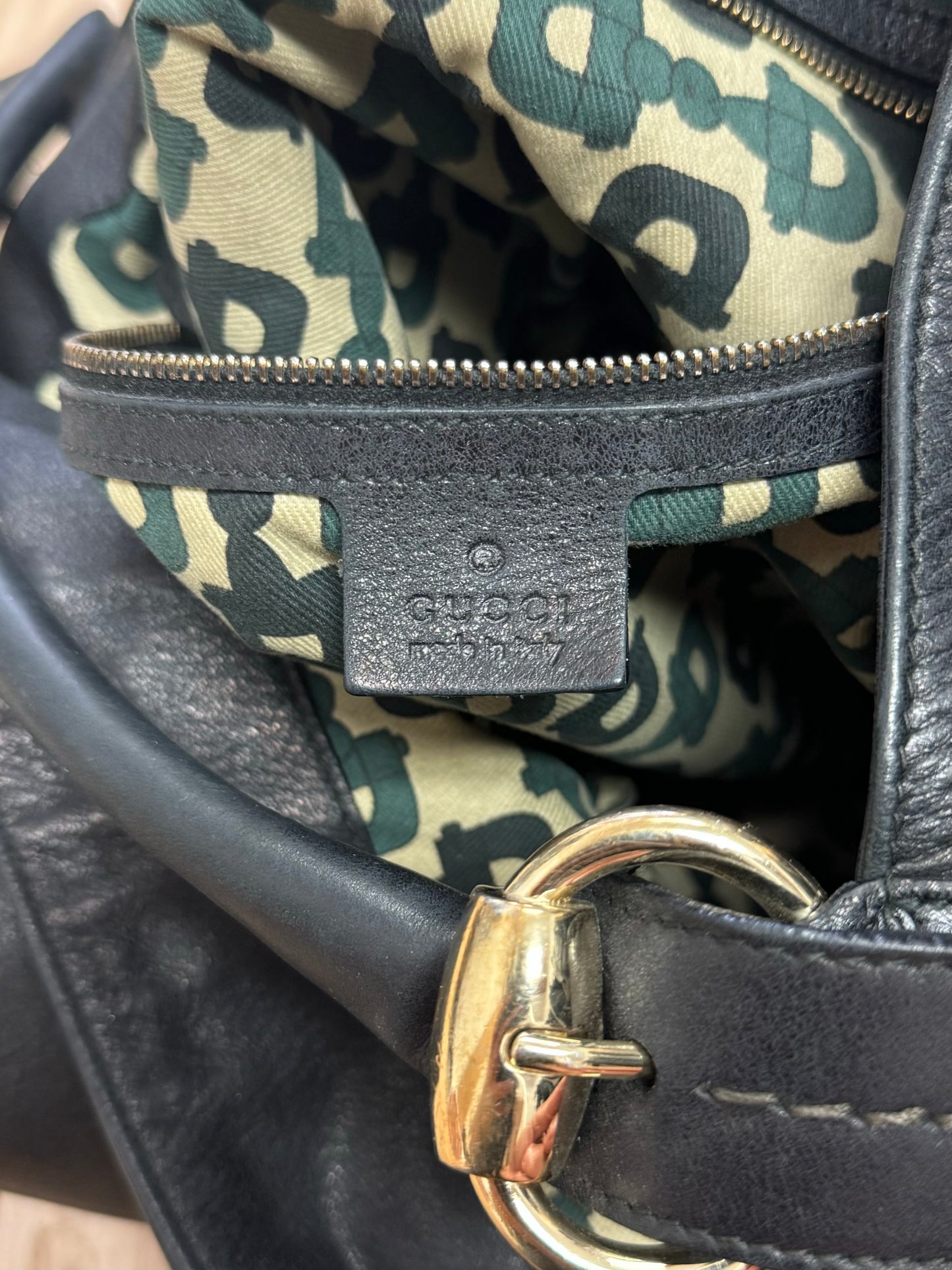 Gucci ‘Guccisima’ Black Leather Monogram Hobo Bag